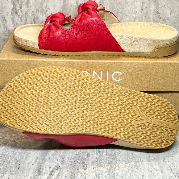 Vionic Elara Red Adjustable Slides Sandals 8.5M Arch Support Orig $129 - Picture 5 of 10
